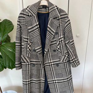 Black and White Houndstooth Coat - Topshop - Size US2